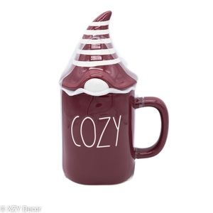 New Rae Dunn Burgundy Cozy Mug With Gnome Topper